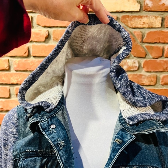 FREE PEOPLE Distressed Sweater Jean Jacket - Picture 5 of 11